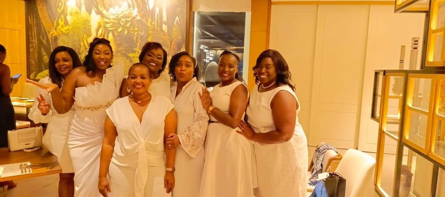 Dressed in white, together